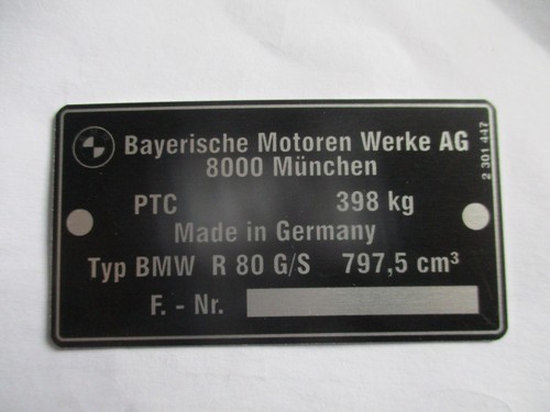 Plaque bouclier bmw - r, 80