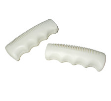 poignée vélo city fixie blanche vintage 110 mm avec empreintes (la paire)