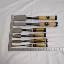 Ancien ciseau japonais lot de 6 nomi / scie à main scie à fer marteau outil...