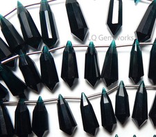 7.5" Strand Teal HYDRO QUARTZ 21mm Faceted Cone Teardrop Beads /HQ41