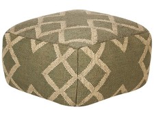 Pouf Vert et Beige en Jute et