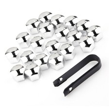 20x 17mm Boulon Écrou Chrome de Roue Voiture Cache Bouchon Couvercles