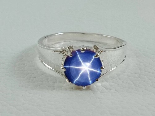 Bague saphir étoile - , bleue