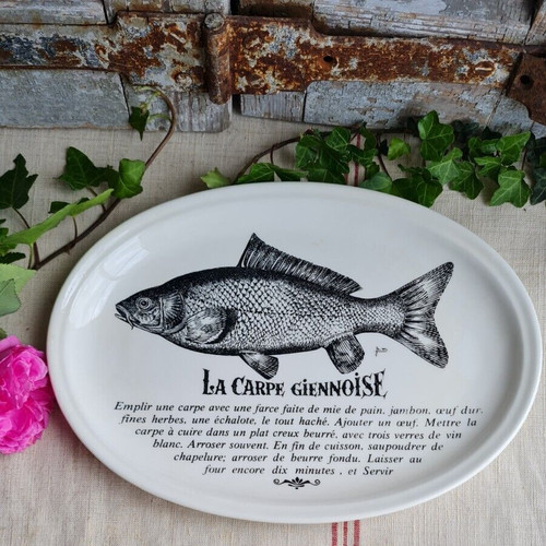 Ancienne assiette gien ovale - gien,
