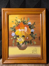 Tableau vintage fleurs peint