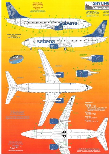 B737 sabena sheme 1990 skyline - sabena,