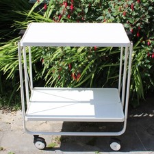 Table roulante / desserte pliante blanche design Lucien Lepoix vintage