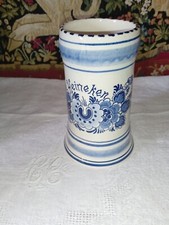 Belle Chope HEINEKEN en faïence  DELFT BLUE peinte à la main H 14cm 30 cl 