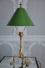 LAMPE DE BIBLIOTHEQUE ET SON ABAT-JOUR ORIENTABLE EN TOLE EMAILLEE D'ORIGINE