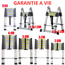 Échelle Télescopique de 2.6 à 5m Légère Polyvalente Pliante Charge Max 150 kg