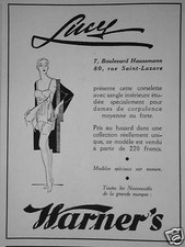 PUBLICITÉ 1930 LUCY WARNER'S CORSELETTE AVEC SANGLE - ADVERTISING