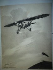 LITHOGRAPHIE ORIGINALE AVIATION PAR LUCIEN CAVE AVION MORANE 230