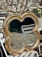 Miroir trèfle en métal doré