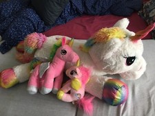 Géant Énorme Peluches Licorne 86 Cm Plus 35 Cm Pour La Moyenne + Licorne 25 Cm