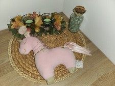  DOUDOU PELUCHE, LICORNE MOTS D'ENFANTS rose doré ruban - TBE- B5