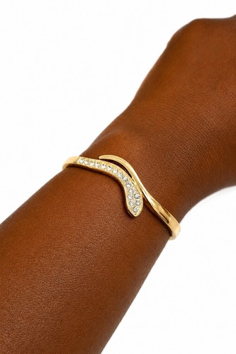 Bracelet jonc doré plaque - bracelet,