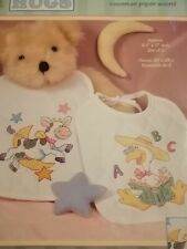 LOT 2 BAVOIRS imprimés 50 € oiseau vache animaux lune KIT POINT DE CROIX - NEUF