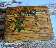 coffret a bijoux ancien peinture faux bois trompe l'oeil vers 1900