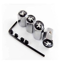 ☆ PEUGEOT  4 BOUCHONS DE VALVE  AVEC ANTIVOL LOGO EMBLÈME  / NEUF ☆