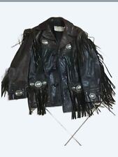 Blouson Veste Cuir Marron Et Noir Franges Biker T 38 Scott Rancher Usa Harley 