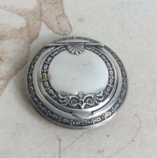 Boite Argent Ancienne Poudrier à Miroir XIXè