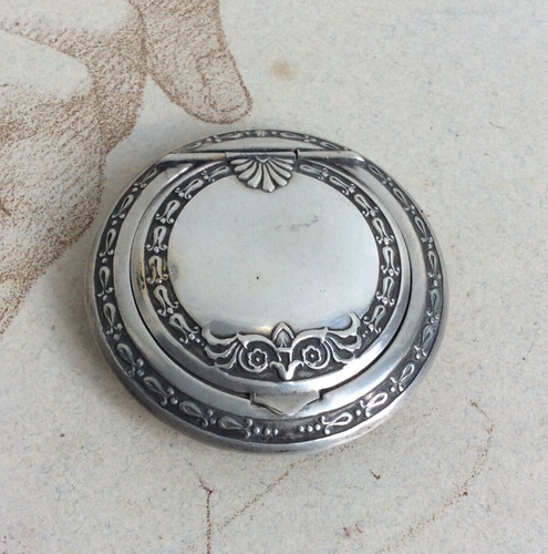Boite argent ancienne poudrier - argent,