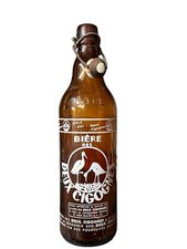 ANCIENNE BOUTEILLE DE BIÈRE BRASSERIE DEUX CIGOGNE DESSIN LITHOGRAPHIE ÉMAILLÉE