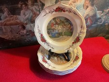 SARREGUEMINES OBERNAI H. LOUX - 6 ASSIETTES CREUSES À SOUPE ANCIENNES 6 DESSINS