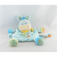 Doudou plat Zèbre bleu rayé