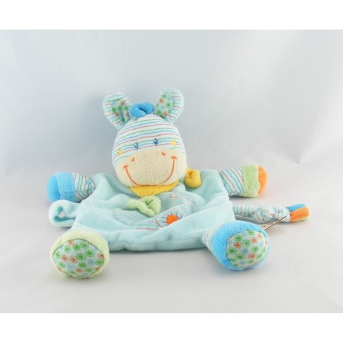 Doudou plat zèbre bleu - doudou, rayé