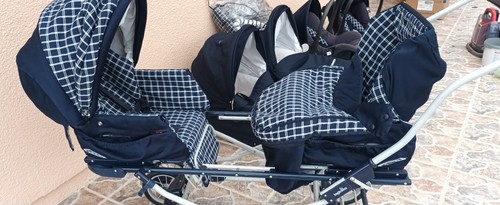 Poussette double triple - poussette, /