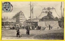 SPLENDIDE CPA Rare PARIS 1906 La FÊTE FORAINE au LION de BELFORT Manège Carousel