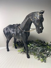 Ancien Cheval en Papier Mâché Recouvert de Cuir Statue Vintage Sculpture