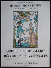 Musée Monétaire La Monnaie Paris Conti Affiche originale litho 1956 Médailles