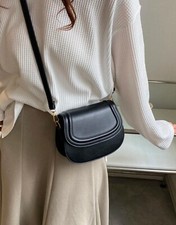 Sac Femme Simili Cuir Noir A Bandoulière A Rabat Couture Vintage