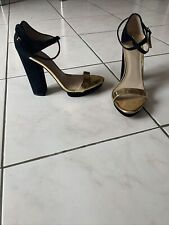 escarpins ZARA pointure 38/39 daim noir et doré tres bon état 