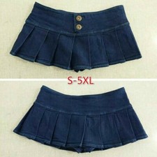 Femme Plissé Jeans Jupe Micro