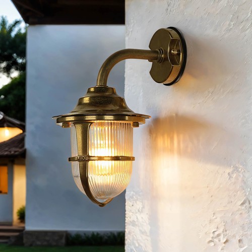 Lampe laiton verre ondulé - laiton,