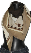 Etole écharpe foulard vert et marron 115 x 115 BIREL Bon état