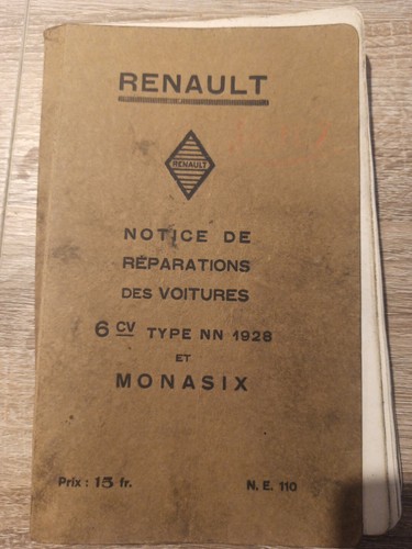 Livret reparatiln renault - livret, 6cv