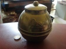 Boîte à thé antique en laiton, souvenir Liptons de l'exposition de l'Empire brit