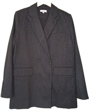 Veste droite noire coupe smoking à fines rayures argentées T38 FR état neuf