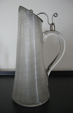 Petit pichet couvert à miel en verre soufflé torsadé - 19ème - verre spiralé