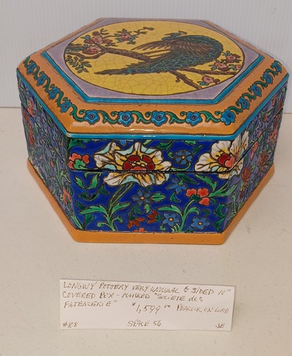 Longwy peacock lidded - peacock,