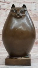 Sculpture En Bronze Chat Ronde