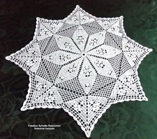 NAPPERON ROND CROCHET SYLVETTE RAISONNIER ARTISANAT FRANCAIS 58CM BLANC***