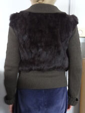 Veste Bijou clés Pull zippé marron tricoté et Fourrure Vintage Les perles de Noa