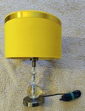 Lampe Maison du Monde – verre et métal bronze clair – abat-jour jaune à liseré