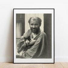 Photo De Gustav Klimt Avec Son Chat Affiche D'Art Vintage Impression De Chat