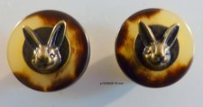 Lot de 2 BOUTONS   :  TETE de LAPIN    16 mm